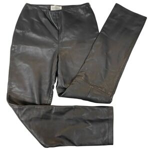 Vintage Hugo‎ Buscati Collection Women's Leather Pants Size 8 Black Straight Leg